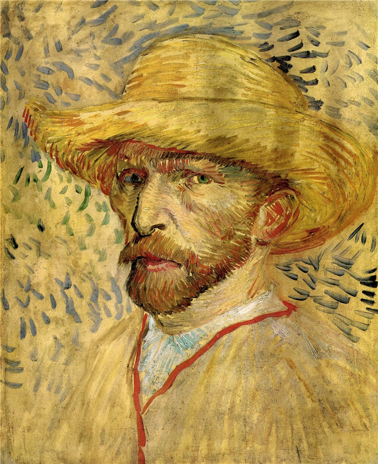 Self-Portrait With Straw Hat 3 Van Gogh Oil Painting